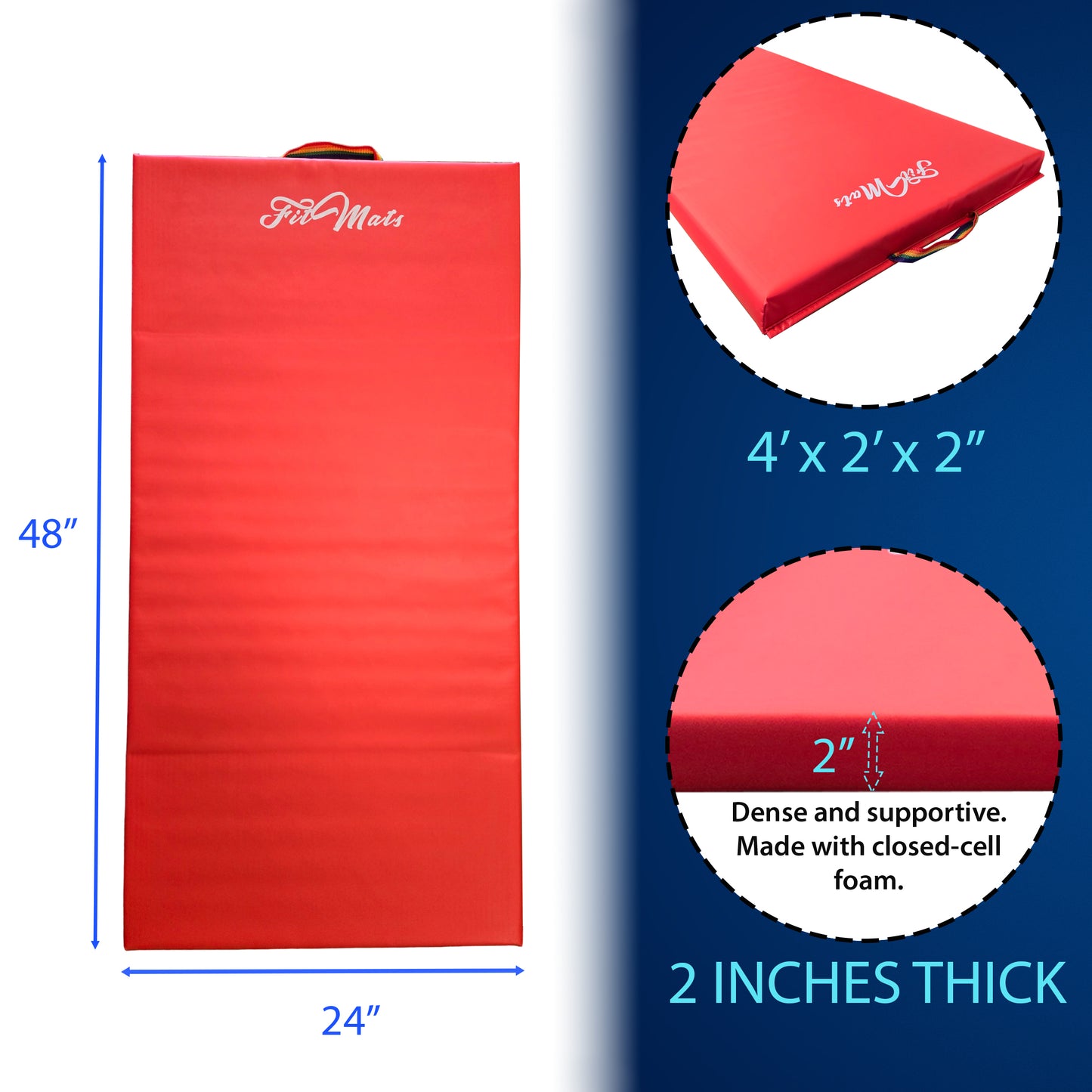FitMats 4-Fold Exercise Mat – Portable High-Density Foam Fitness Mat for Yoga, MMA, Pilates, Gymnastics & Home Workouts