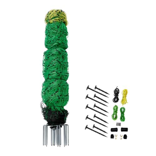 Electric Fence Netting for Livestock – 126cm x 50m Portable Electric Mesh Fence with Fiberglass Posts & Steel Spikes