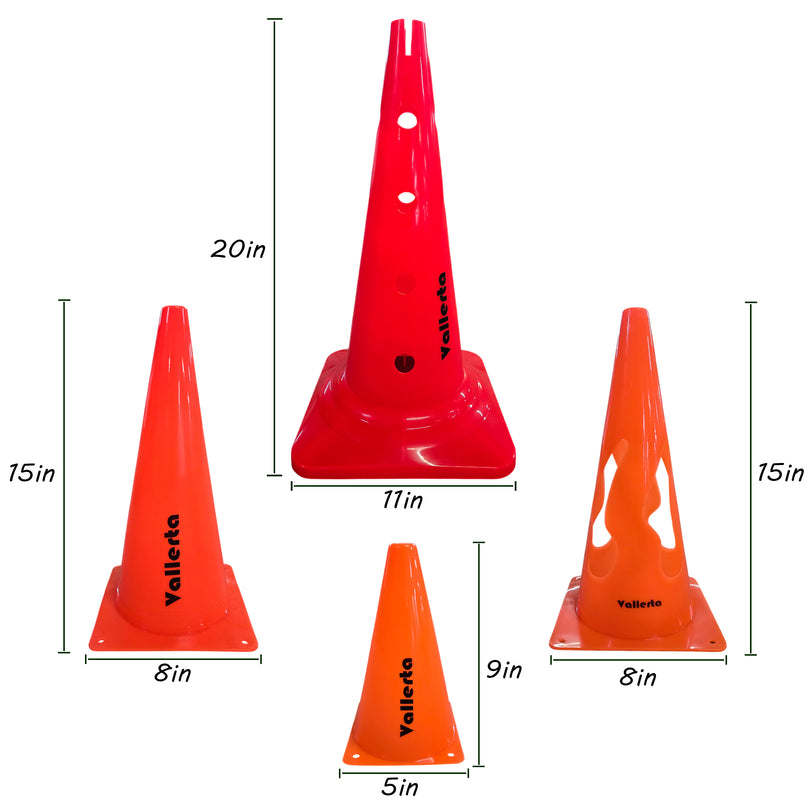Vallerta Training Cones – 9in / 15in / 20in Agility Marker Cones