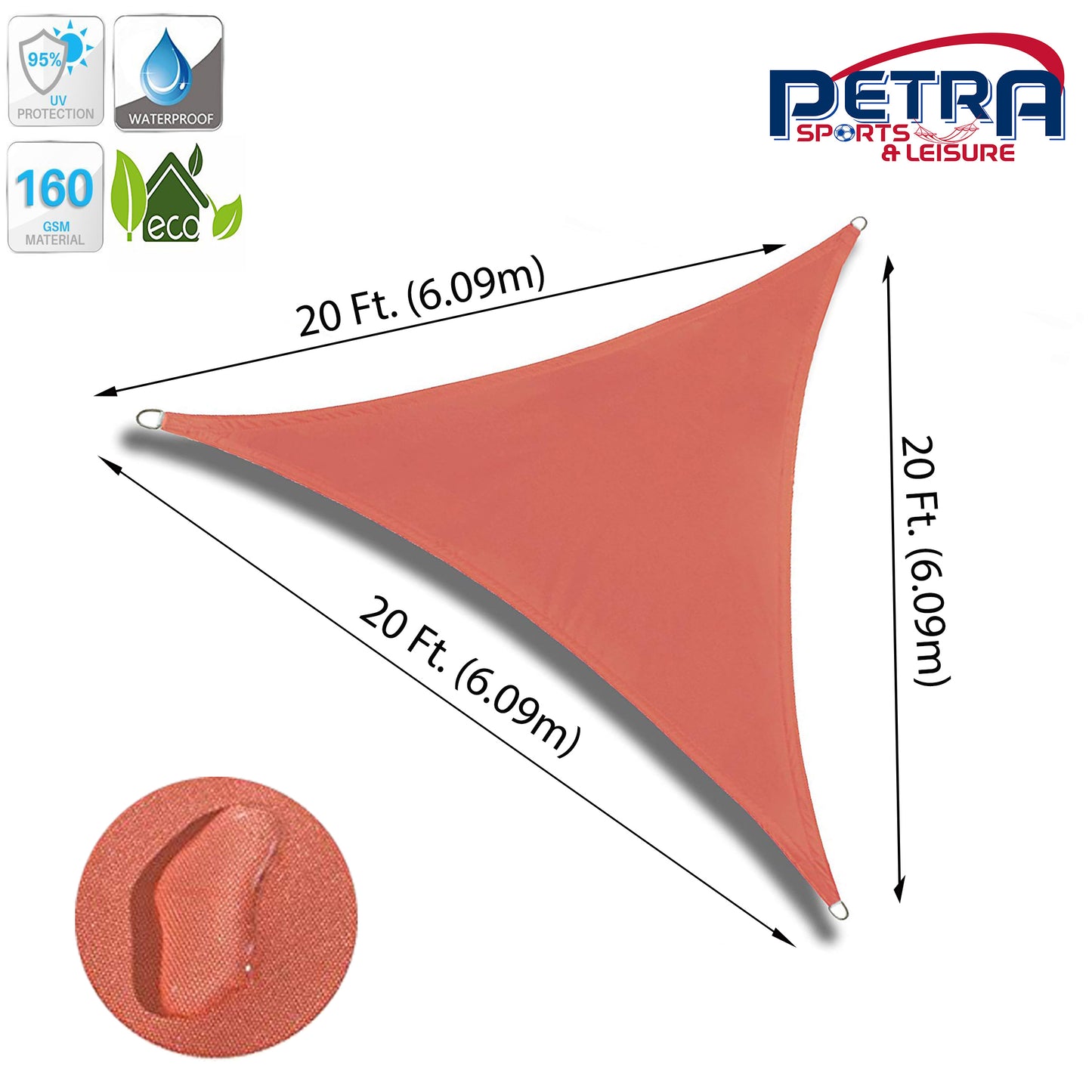 Petra Outdoor Waterproof Triangle Patio Shade Sail – 95% UV Sun Protection Canopy for Backyard & Garden