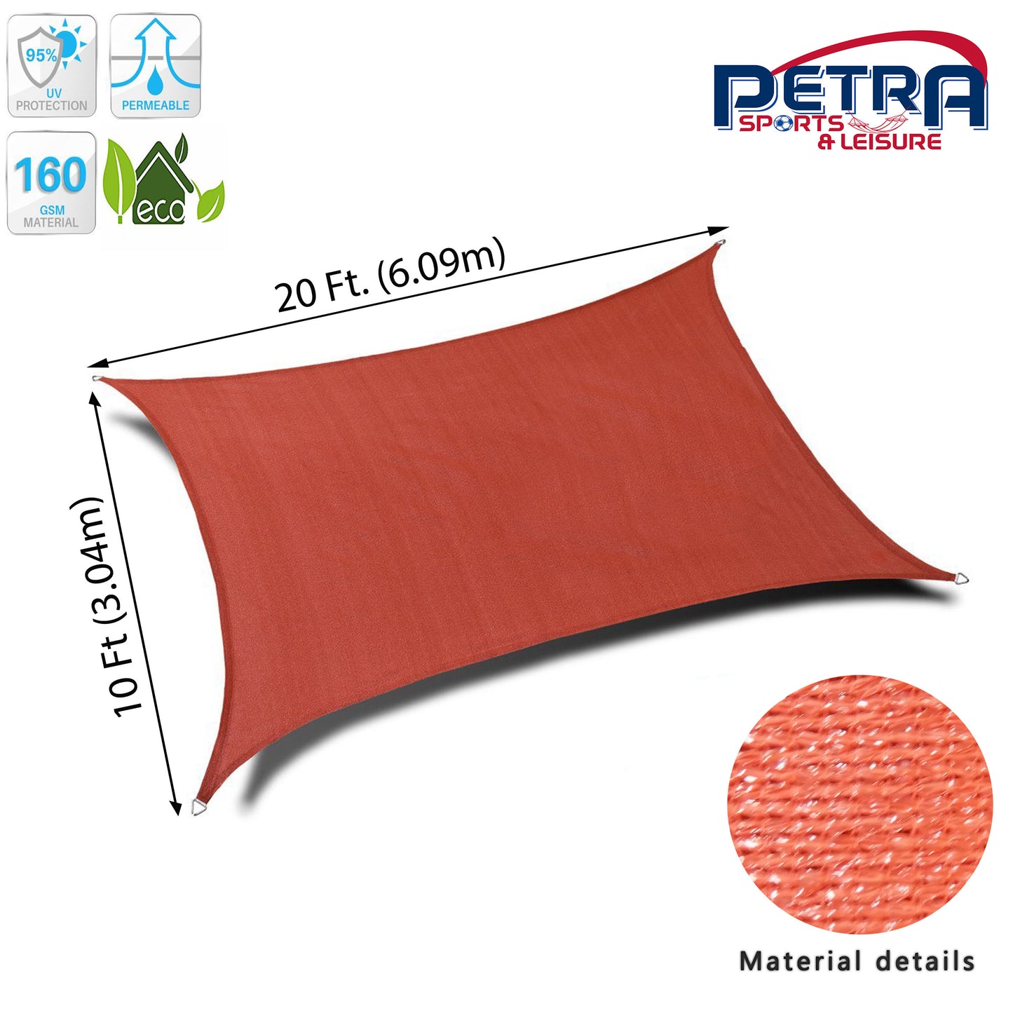 Petra Outdoor HDPE Rectangle Patio Shade Sail – 95% UV Protection Breathable Sun Sail for Backyard, Deck & Garden