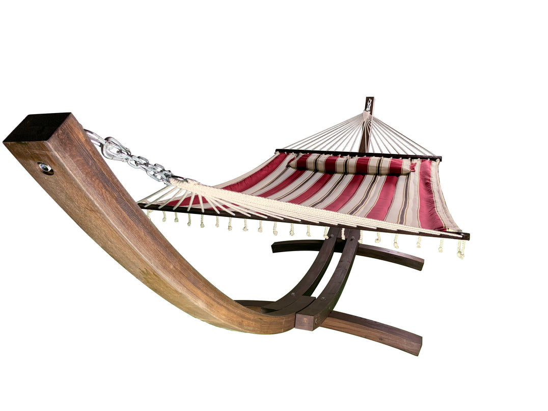 Petra Leisure® 14Ft Coffee Arc Stand w/Red & White Stripe Hammock Bed w/Pillow
