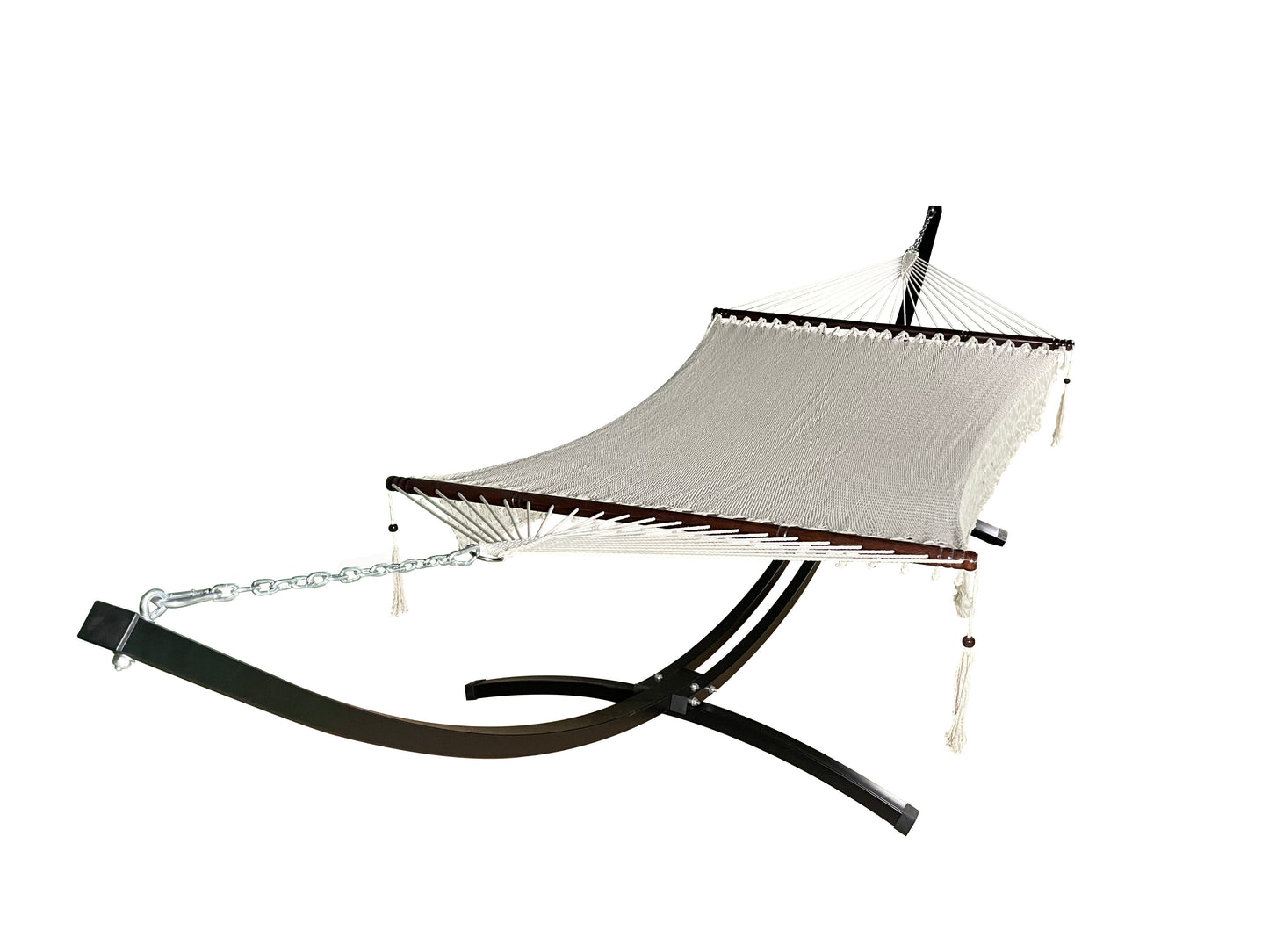 Petra Leisure® Black Stand w/Beige Rope Hammock