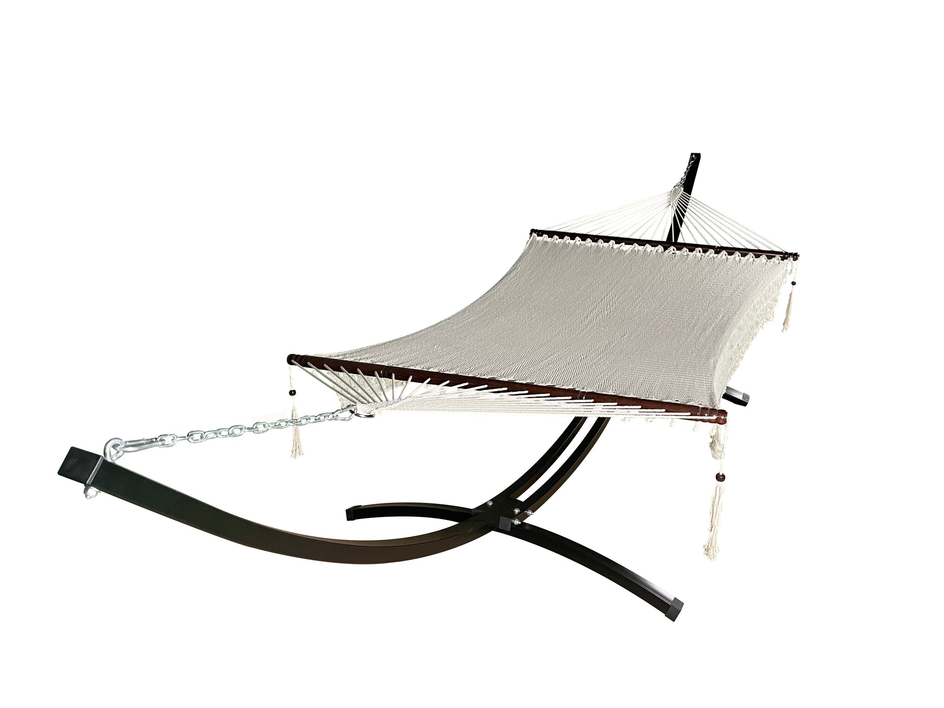 Petra Leisure® Black Stand w/Beige Rope Hammock