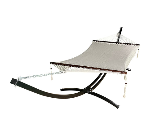 Petra Leisure® Black Stand w/Beige Rope Hammock