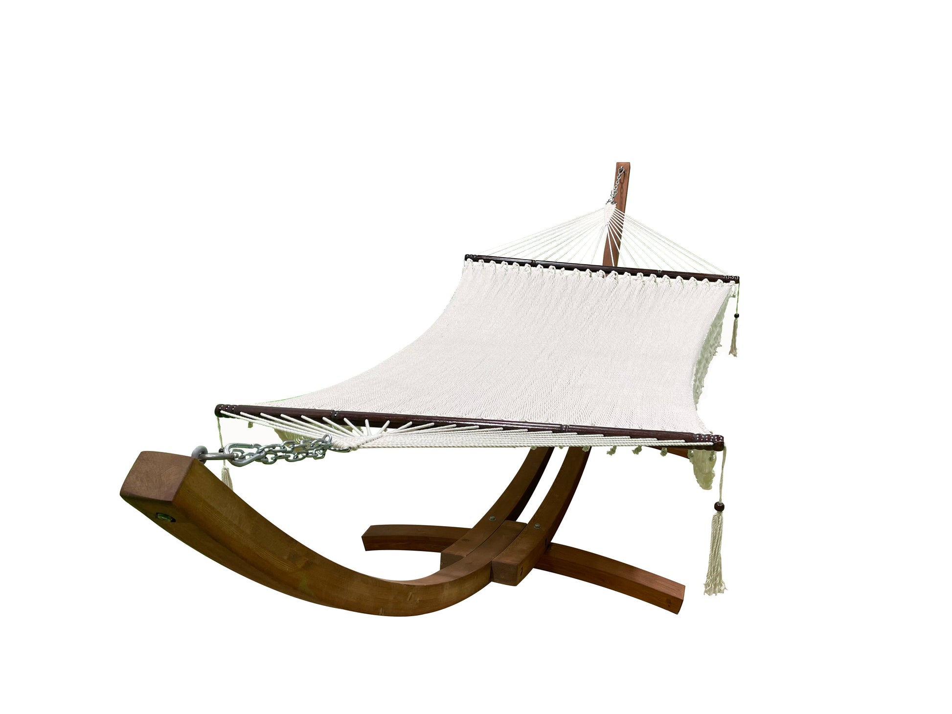 Petra Leisure® 14Ft Teak Arc Stand w/Beige Rope Hammock Bed