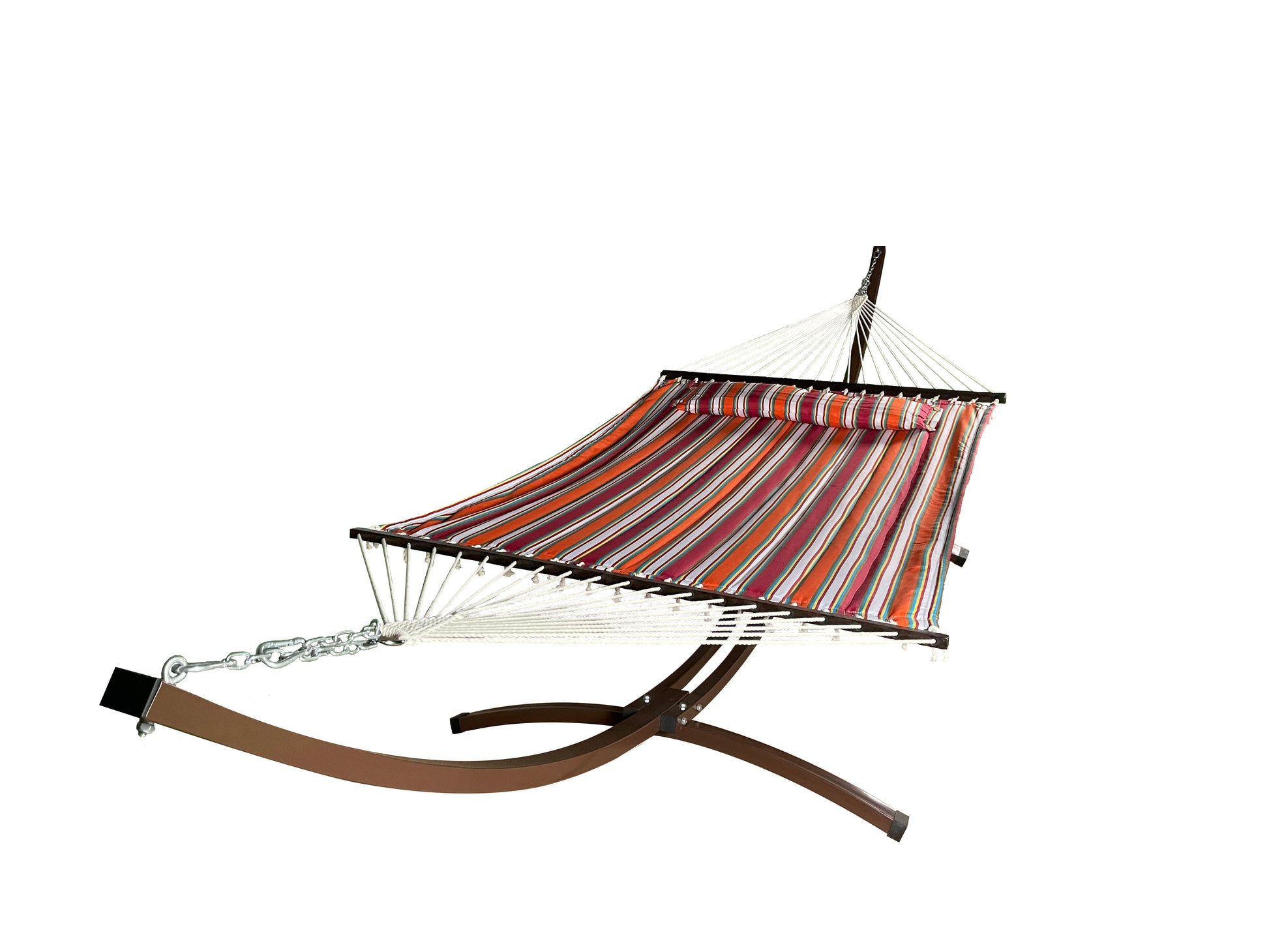 Petra Leisure® 15Ft. Brown Arc Stand w/Fiesta Stripe Hammock Bed.