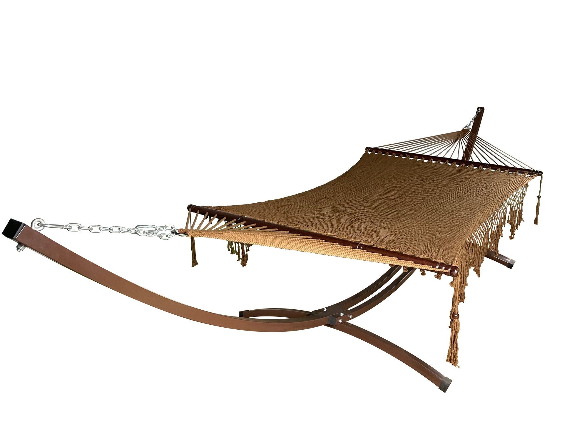 Petra Leisure® Brown Steel Arc Stand w/Brown Rope Hammock Bed.
