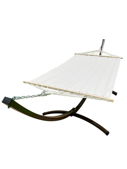 Petra Leisure® 12Ft. Brown Steel Arc Hammock Stand w/ Beige Bed at $149.99