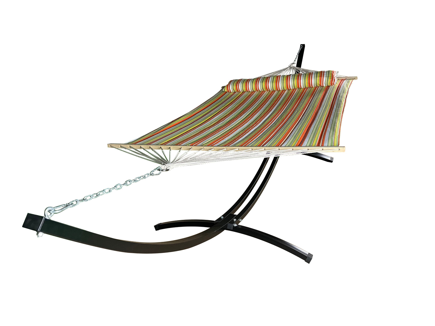 Petra Leisure® Black Stand w/Spring Stripe Hammock Bed w/Pillow