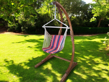 7 Ft. Water Treated Wooden Arc Hammock Chair Stand. Teak Stain