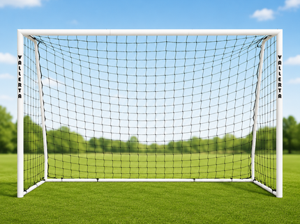 Vallerta 60mm Fixed-Frame Steel Soccer Goal, Black HDPE Quick Clip Net, All Weather (multiple sizes)