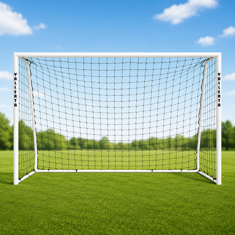 Vallerta 60mm Fixed-Frame Steel Soccer Goal, Black HDPE Quick Clip Net, All Weather (multiple sizes)