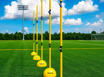 6 Pack 5FT Adjustable Soccer Agility Poles – Detachable Training Slalom Sticks for Speed, Footwork & Turf Drills