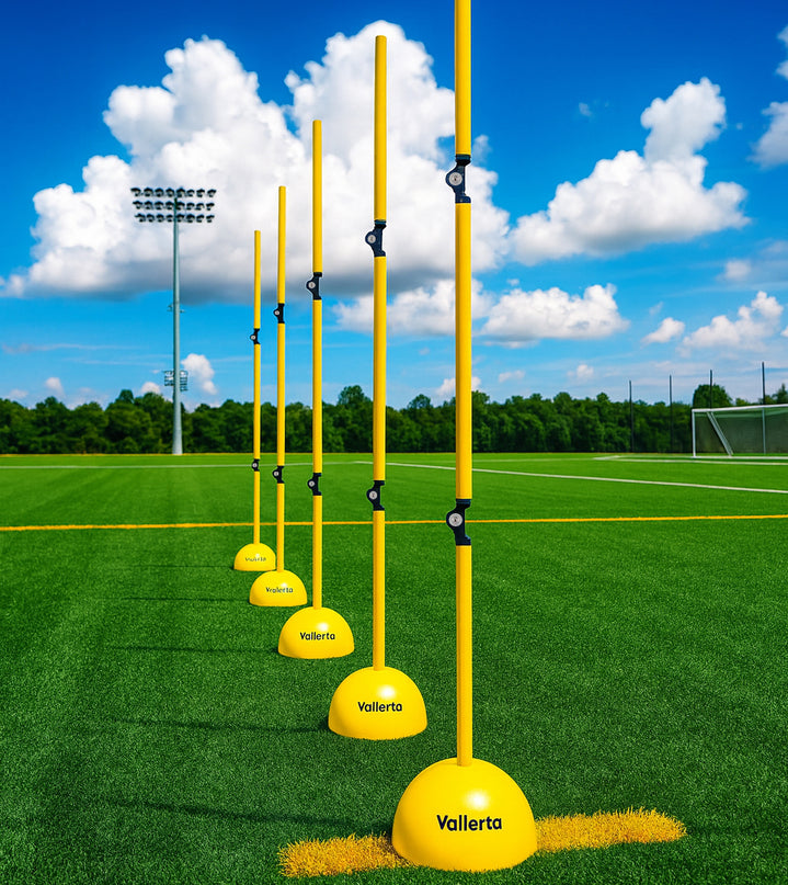 6 Pack 5FT Adjustable Soccer Agility Poles – Detachable Training Slalom Sticks for Speed, Footwork & Turf Drills