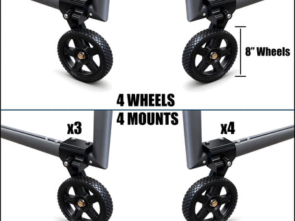 Vallerta Soccer Goal Wheel Kit – Heavy-Duty 6” Wheels, Fits 2” Steel Tubing Goals, All-Weather (Set of 4)