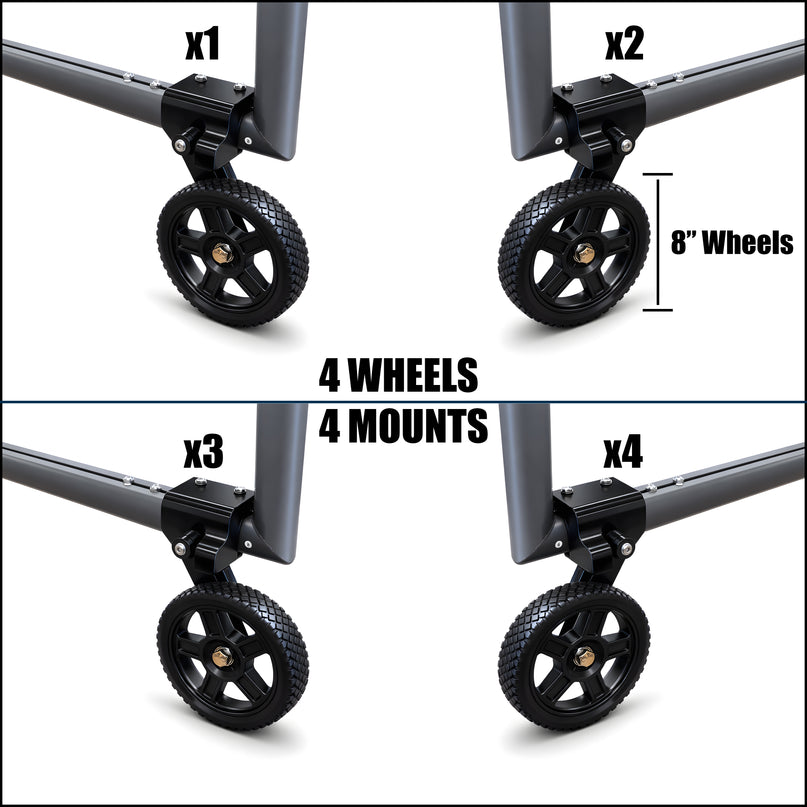 Vallerta Soccer Goal Wheel Kit – Heavy-Duty 6” Wheels, Fits 2” Steel Tubing Goals, All-Weather (Set of 4)