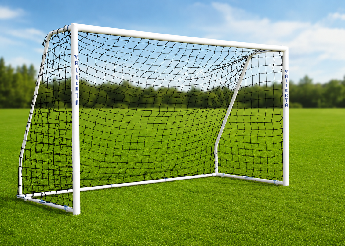 Vallerta 60mm Fixed-Frame Steel Soccer Goal, Black HDPE Quick Clip Net, All Weather (multiple sizes)