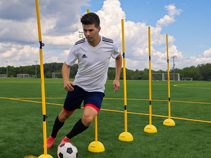 6 Pack 5FT Adjustable Soccer Agility Poles – Detachable Training Slalom Sticks for Speed, Footwork & Turf Drills