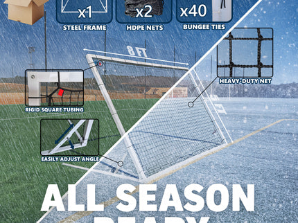 PASS® 8 x 5 Ft. 3MM Industrial Steel Frame Training Rebounder w/ 5 Angle Positions. Portable Soccer, Baseball, Softball, Basketball, Lacrosse Practice Aid