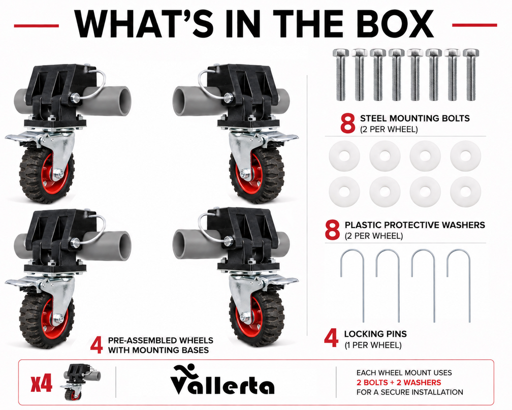 Heavy Duty Wheel Kit for Vallerta Aluminum Goals (fits all sizes)