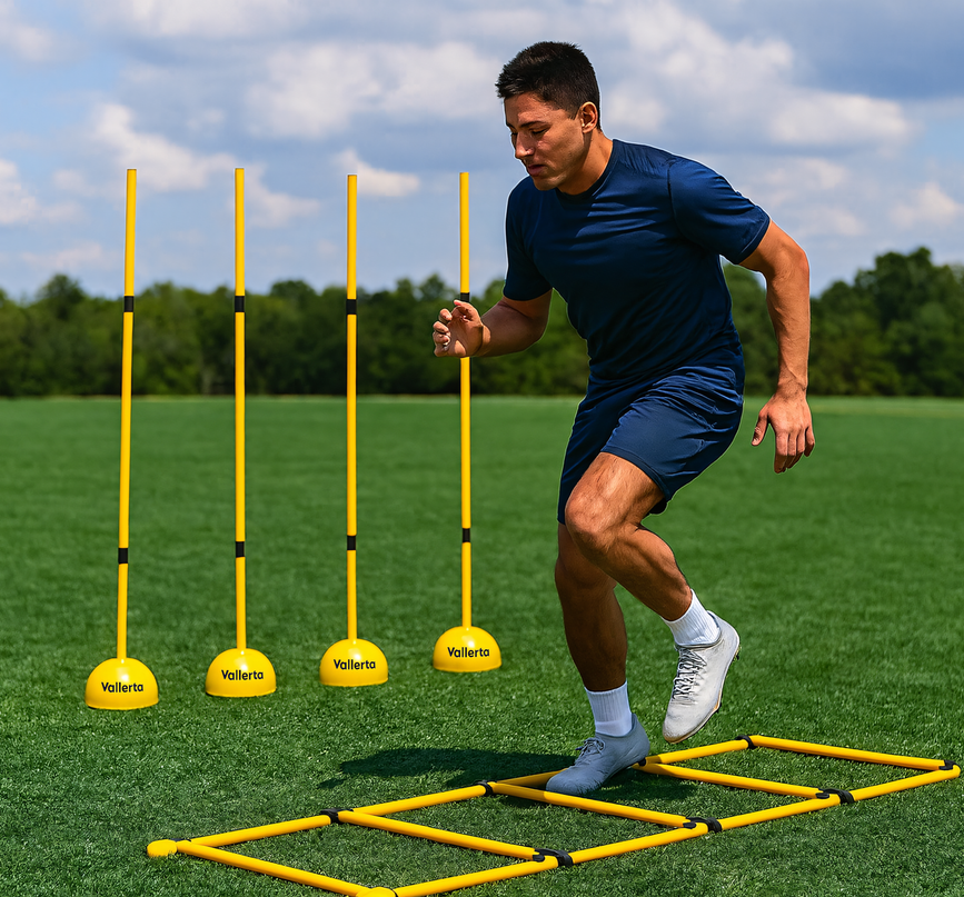 6 Pack 5FT Adjustable Soccer Agility Poles – Detachable Training Slalom Sticks for Speed, Footwork & Turf Drills