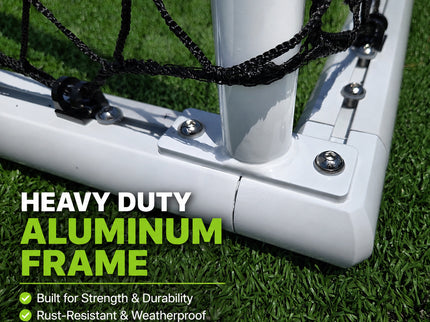 Vallerta 24 X 8 Ft. ALUMINUM Heavy Duty Soccer Goal with Premium Net, All Season, Rust Proof, Super Durable, Regulation Size.