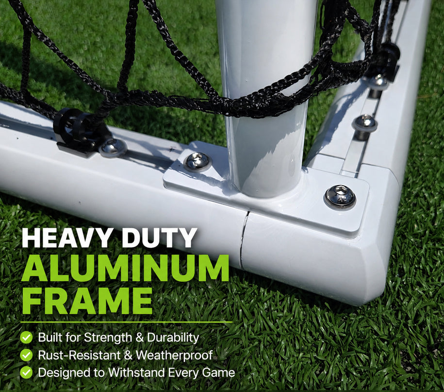 Vallerta 24 X 8 Ft. ALUMINUM Heavy Duty Soccer Goal with Premium Net, All Season, Rust Proof, Super Durable, Regulation Size.