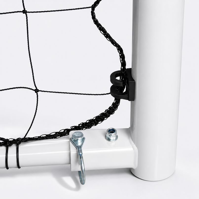 Vallerta 60mm Fixed-Frame Steel Soccer Goal, Black HDPE Quick Clip Net, All Weather (multiple sizes)