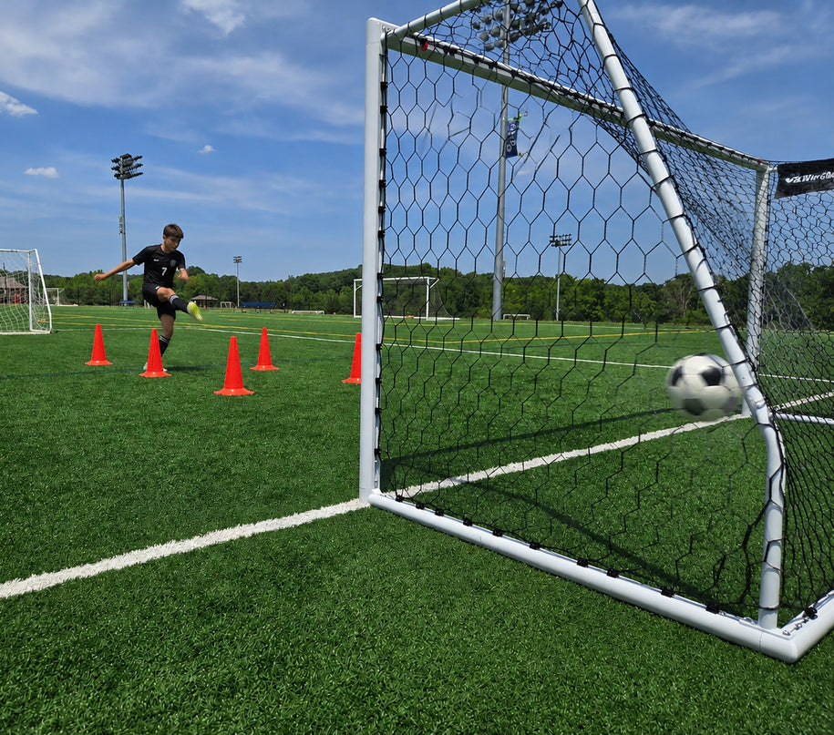 Vallerta 24 X 8 Ft. ALUMINUM Heavy Duty Soccer Goal with Premium Net, All Season, Rust Proof, Super Durable, Regulation Size.