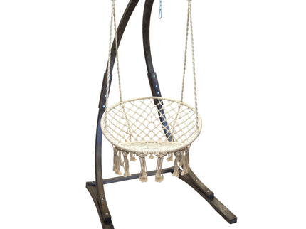 Petra Leisure 7 Ft Wooden Arc Hammock Chair Stand – Coffee Stain, Water-Treated