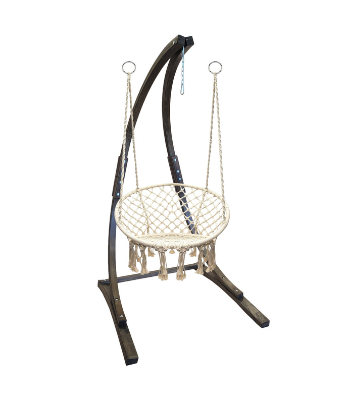 Petra Leisure 7 Ft Wooden Arc Hammock Chair Stand – Coffee Stain, Water-Treated