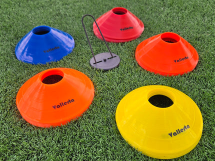 Pro Disc Cones Set of 50 - Agility Training Cones with Carry Holder – Sports Practice Equipment