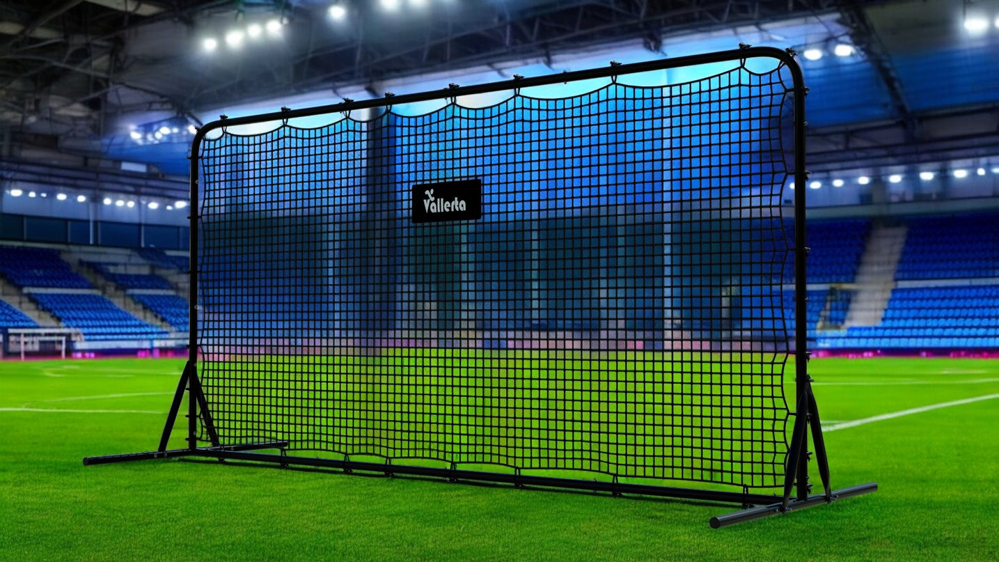 Vallerta® 12x6 Steel Frame Soccer Rebounder Backstop Wall w/Carry Case. Perfect for Solo/Team Kickback Practice and Pass Training. Improve Touch/Passing & Ball Control Skills! US Owned