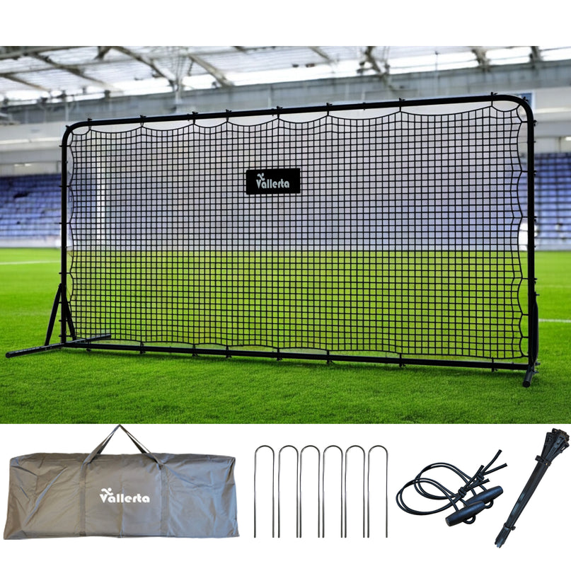 Vallerta® 12x6 Steel Frame Soccer Rebounder Backstop Wall w/Carry Case. Perfect for Solo/Team Kickback Practice and Pass Training. Improve Touch/Passing & Ball Control Skills! US Owned