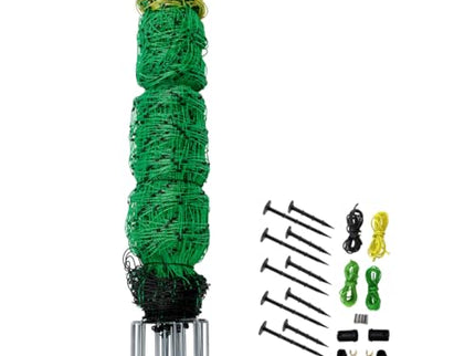 Electric Fence Netting for Livestock – 126cm x 50m Portable Electric Mesh Fence with Fiberglass Posts & Steel Spikes