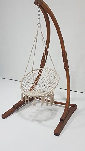 7 Ft. Water Treated Wooden Arc Hammock Chair Stand. Teak Stain