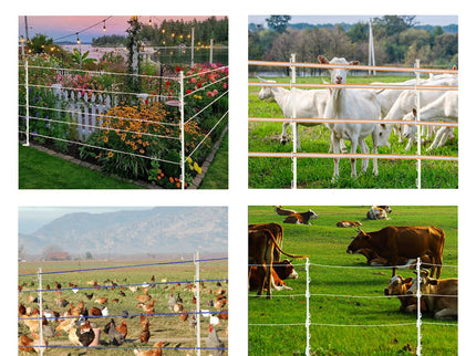 50-Pack 48" Step-in Fence Posts with Clips – Reinforced Poly & Galvanized Steel Spike for Electric Fence Wire & Tape (Livestock, Garden, Farm Use)