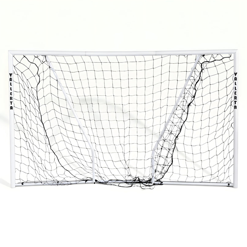 Vallerta Folding Steel Soccer Goal - Flat-Fold Hinged Frame for Easy Storage, Pre-Installed Quick-Clip Net System & Black HDPE Net. Multiple Sizes (7x5, 10x6, 12x6, 16x7, 18x7)