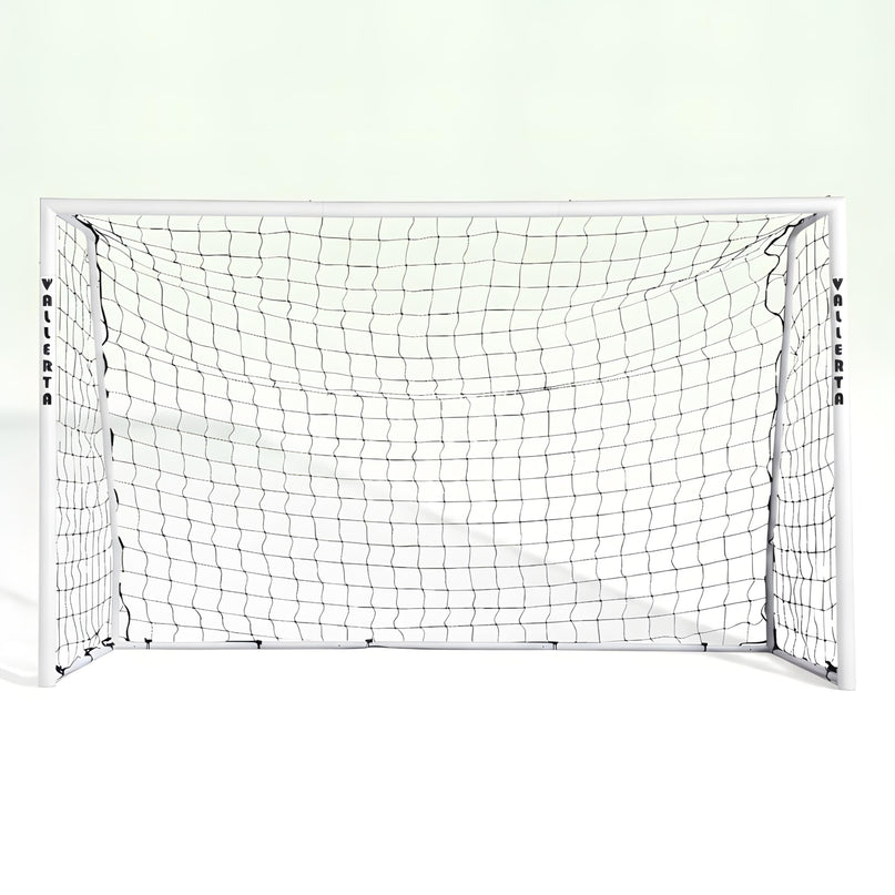 Vallerta Folding Steel Soccer Goal - Flat-Fold Hinged Frame for Easy Storage, Pre-Installed Quick-Clip Net System & Black HDPE Net. Multiple Sizes (7x5, 10x6, 12x6, 16x7, 18x7)