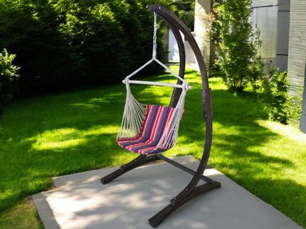 Petra Leisure 7 Ft Wooden Arc Hammock Chair Stand – Coffee Stain, Water-Treated