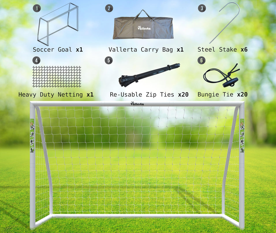 Vallerta® PVC 12 X 6 Ft. Soccer Goal w/Carry Bag & Weatherproof Net