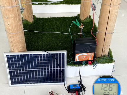 Electric Fence Charger – 3.0 Joule Dual DC/Solar Powered Fence Energizer for Livestock, Cattle & Predator Control (65 Mile Range, LFP 30 Technology)