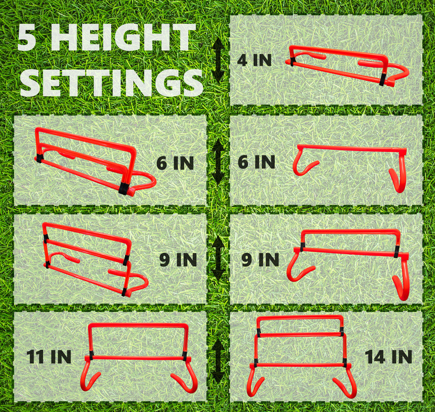 Adjustable Agility Training Hurdles, 5 Height Speed & Jump Hurdles