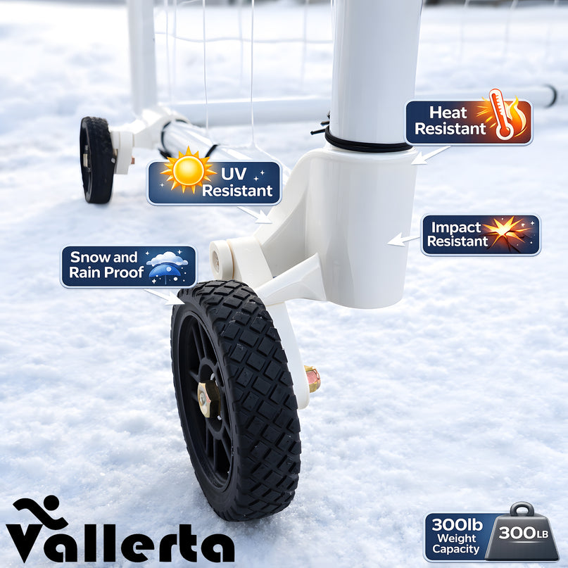 Vallerta Soccer Goal Wheel Kit – Heavy-Duty 6” Wheels, Fits 2” Steel Tubing Goals, All-Weather (Set of 4)