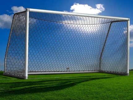 Vallerta 18 X 7 Ft. ALUMINUM Heavy Duty Soccer Goal with Premium Net, All Season, Rust Proof, Super Durable, Regulation Size.
