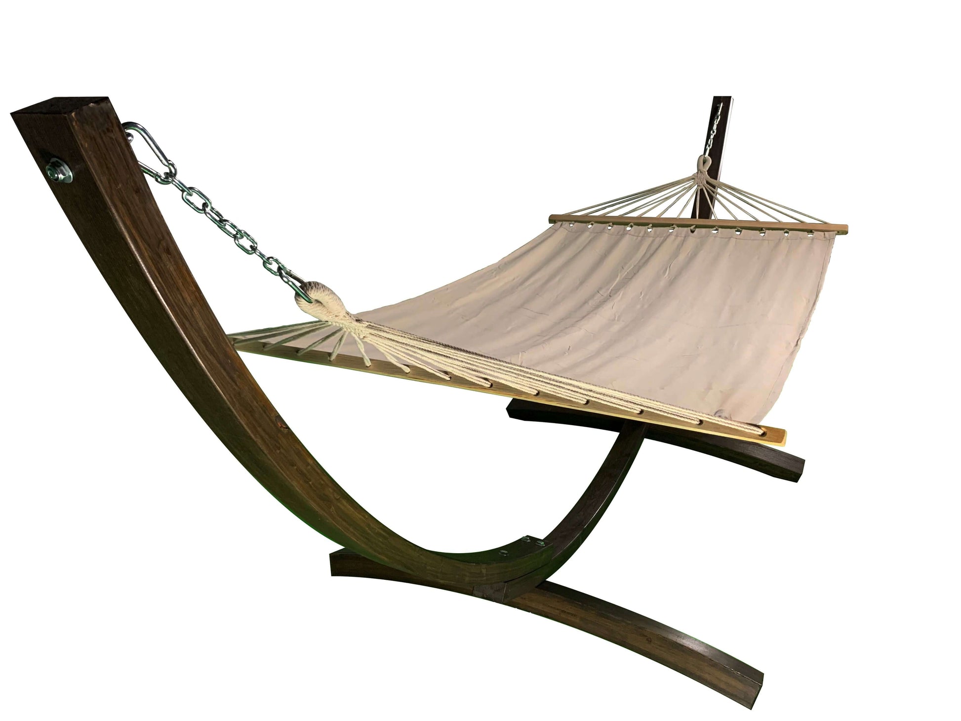 Petra Leisure® 12 Ft. Coffee Stain/Water Treated Wooden Arc Hammock Stand & Bed at $249.99