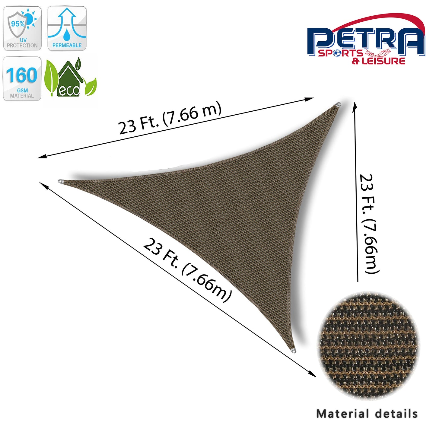 Petra Outdoor® Woven HDPE Outdoor Patio Triangle Sun Sail Shade w/95% UV Protection.