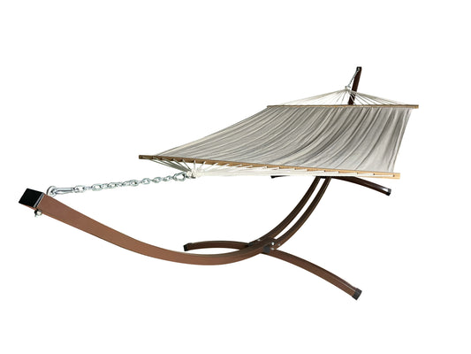 Petra Leisure® 15Ft. Brown Arc Stand w/Beige Hammock Bed.