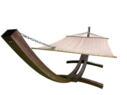Petra Leisure® 14Ft. Coffee Arc Hammock Stand w/Beige Bed.